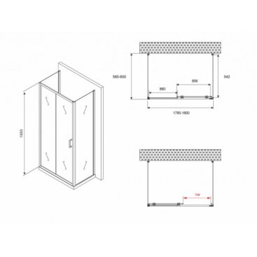 Душевой уголок Abber Schwarzer Diamant AG30180B-S60B-S60B 180x60