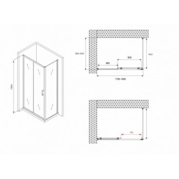 Душевой уголок Abber Schwarzer Diamant AG30180B-S90B 180x90