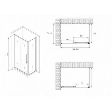 Душевой уголок Abber Schwarzer Diamant AG30180BH-S80B 180x80