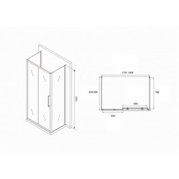 Душевой уголок Abber Schwarzer Diamant AG30180BH-S85B-S85B 180x85