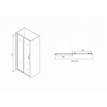 Душевая дверь Abber Schwarzer Diamant AG30180B 180 см