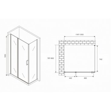 Душевой уголок Abber Sonnenstrand AG04120MS-S80M 120x80