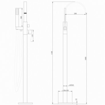 Смеситель для ванны Abber Wasserfall AF8615B, цвет черный матовый