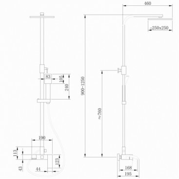 Душевая стойка Abber Wasserfall AF8616G