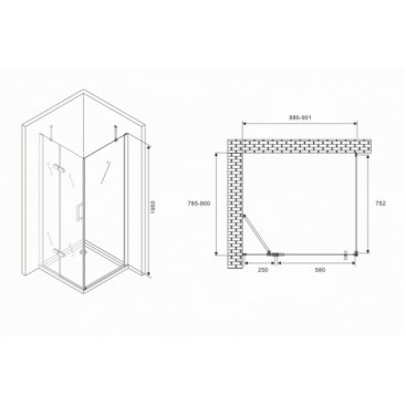 Душевой уголок Abber Zart AG08090-S81 90x80