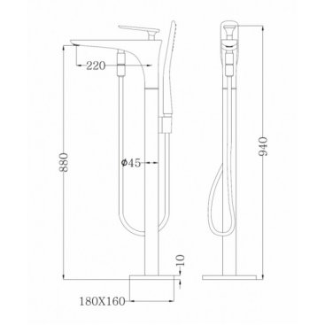 Смеситель для ванны Abber Zeitlos AF8915W