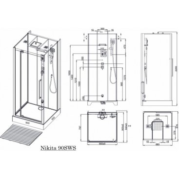 Душевая кабина Acquazzone Nikita 90SWS с паром 90х95 см
