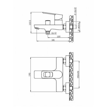 Смеситель для ванны Agger Brave A2310000