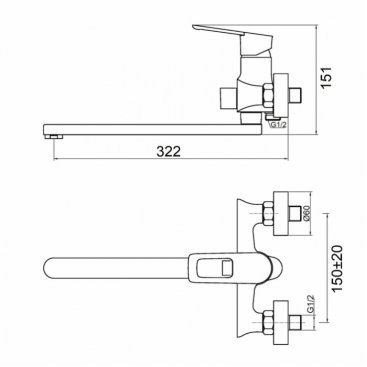 Смеситель для ванны Agger Brave A2321100