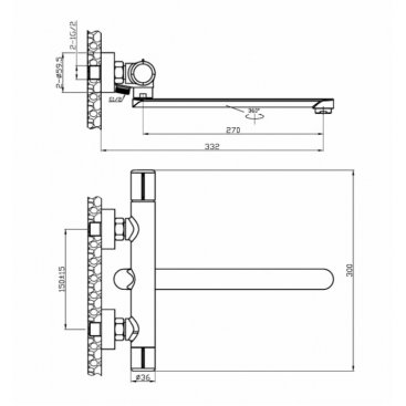 Смеситель для ванны Agger Slim A2221100