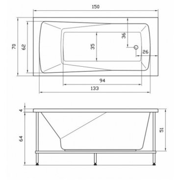 Ванна Акватика Авентура 150x70