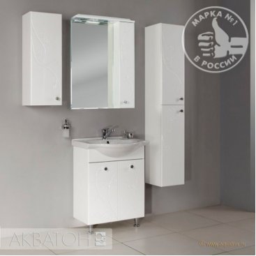 Зеркало со шкафчиком Акватон Лиана 65 см белое
