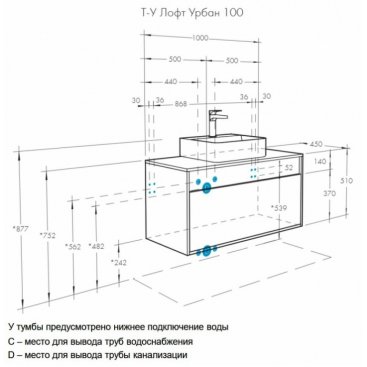 Мебель для ванной Акватон Лофт Урбан 100B