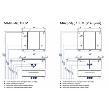 Мебель для ванной Акватон Мадрид М 100 см белая 2 яшика