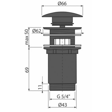 Донный клапан для раковины AlcaPlast A392 Black