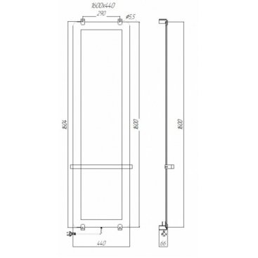 Полотенцесушитель электрический Allen Brau Infinity 440x1600