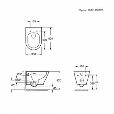 Унитаз подвесной Ambassador Elysium 183K19002RS