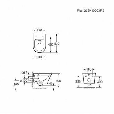 Унитаз подвесной Ambassador Ritz 233K19003RS