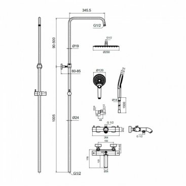 Душевая стойка AQUAme AQM8008BG