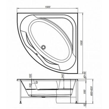 Ванна акриловая Aquanet Vista 150x150