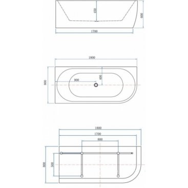 Ванна акриловая Aquanet Family Elegant A белый глянец с черной панелью