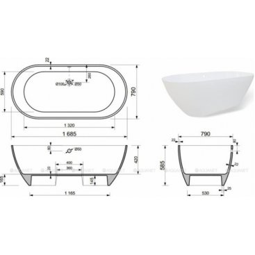 Ванна из искусственного мрамора Aquanet Family Stone 170х80