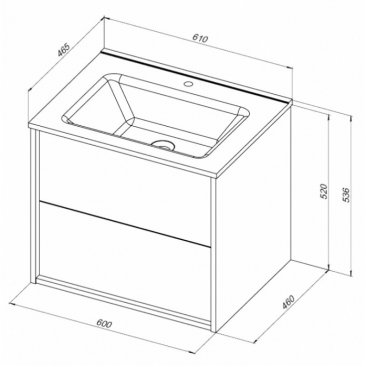 Мебель для ванной Aquanet Lino Flat 60 дуб веллингтон