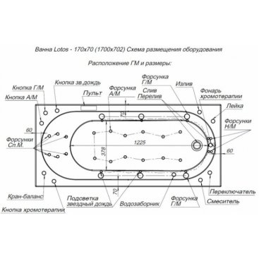 Ванна акриловая Aquanet Lotos 170x70