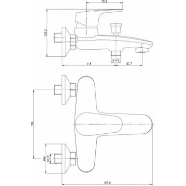 Смеситель для ванны Aquanet Magic AF410-20C