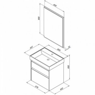 Мебель для ванной Aquanet Nova Lite 60 2 ящика дуб рустикальный