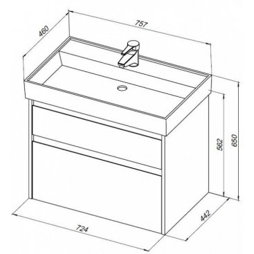 Мебель для ванной Aquanet Nova Lite 75 2 ящика дуб крафт