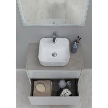 Мебель для ванной со столешницей Aquanet Nova Lite 75 2 ящика белый глянец