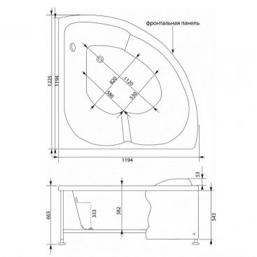 Ванна акриловая Aquanet Fregate 120x120