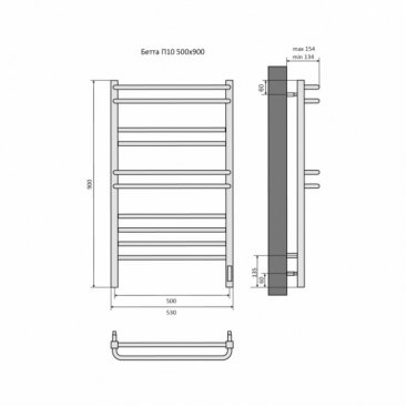 Полотенцесушитель электрический Aquatek Бетта П10 500х900 quick touch, хром