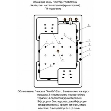 Ванна Aquatek Дорадо 190x130 с фронтальным экраном