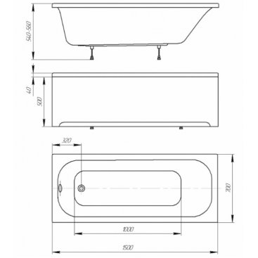 Ванна Aquatek Лугано 150x70