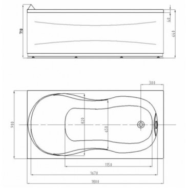 Ванна Aquatek Мартиника 180x90 с фронтальным экраном, слив справа