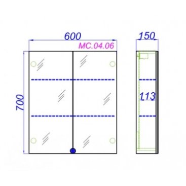 Зеркало-шкаф Aqwella MC.04.06