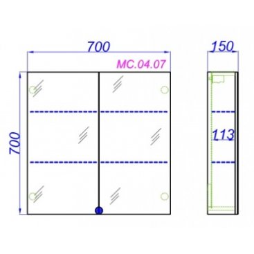 Зеркало-шкаф Aqwella MC.04.07