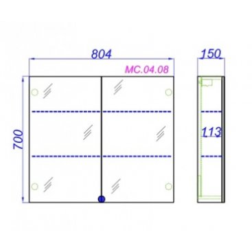 Зеркало-шкаф Aqwella MC.04.08