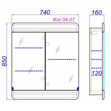 Зеркальный шкаф Aqwella Корсика 70