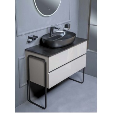 Мебель для ванной Armadi Art Vallessi 80 антрацит глянец 837-080-A glossy+840-080-A+871 с ножками