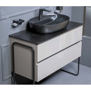 Мебель для ванной Armadi Art Vallessi 80 антрацит глянец 837-080-A glossy+840-080-A+871 с ножками