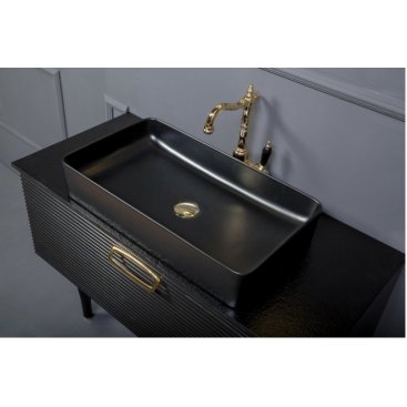 Мебель для ванной Armadi Art Vallessi Avangarde Linea 100 черная/ золото с раковиной 873, с ножками