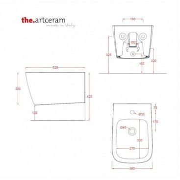 Биде подвесное ArtCeram A16 ASB004 01 00