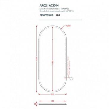 Зеркало ArtCeram Arco ACS014