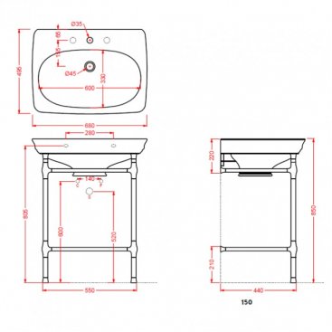 Раковина с консолью ArtCeram Civitas CIA002+CIL001