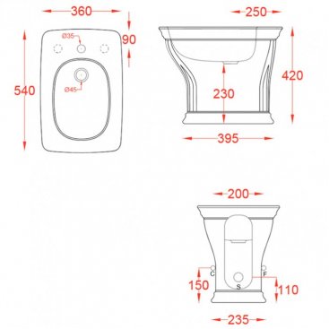 Биде напольное ArtCeram Civitas CIB002 цвет черный