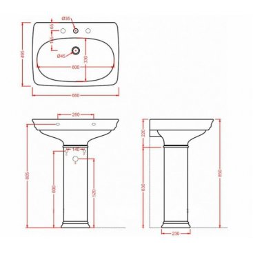 Раковина с пьедесталом ArtCeram Civitas CIL001