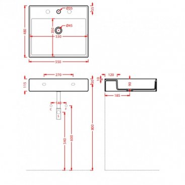 Раковина ArtCeram Scalino SCL007 цвет белый